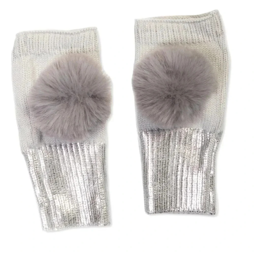 Inc International Concepts Pom-Pom-Trim Foiled Fingerless Gloves, Brand New⭐️